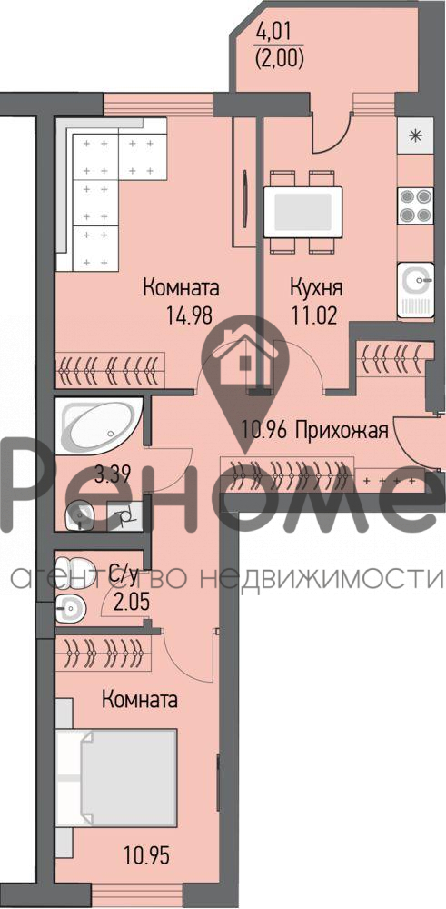 Продажа 2-комнатной новостройки, Тюменская, Героев Самотлора улица,  д.17